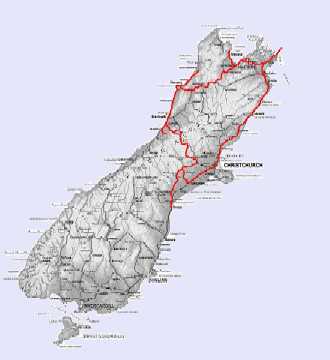 South Island holiday route
